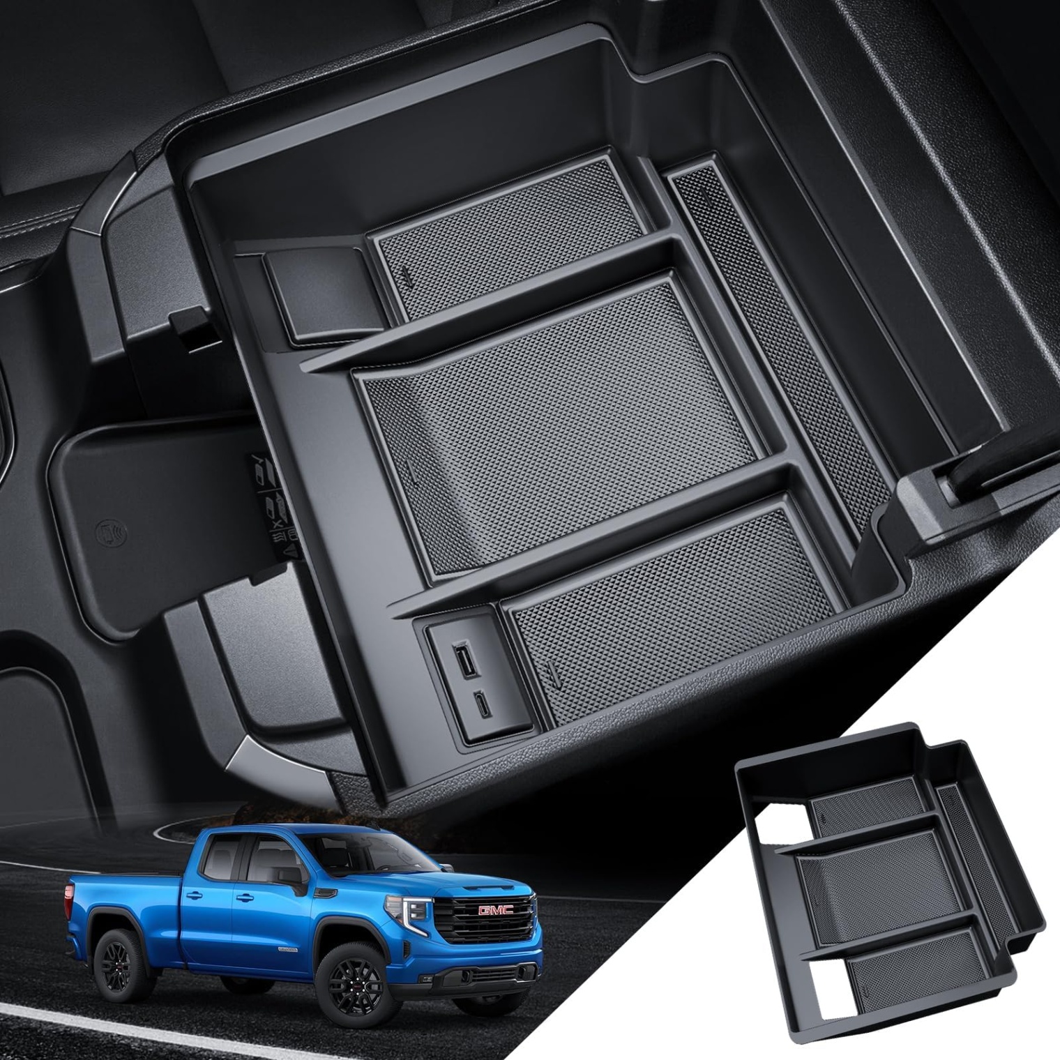 2021 gmc sierra 1500 accessories Bulan 1 Car Console Organizer Tray for    GMC Sierra/Chevy Silverado  & New  Chevrolet Silverado/Sierra HD HD Accessories