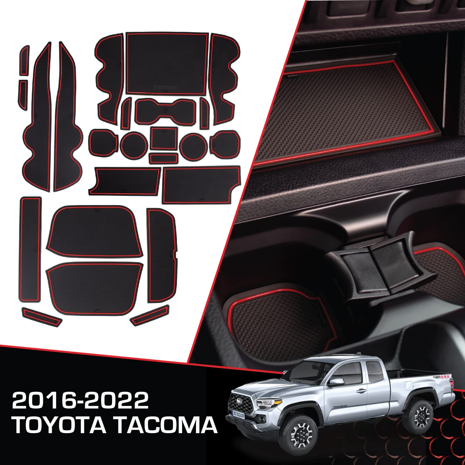 accessories toyota tacoma 2016 Bulan 3 CupHolderHero fits Toyota Tacoma Accessories - Premium Custom  Interior Non-Slip Anti Dust Cup Holder Inserts, Center Console Liner Mats,  Door