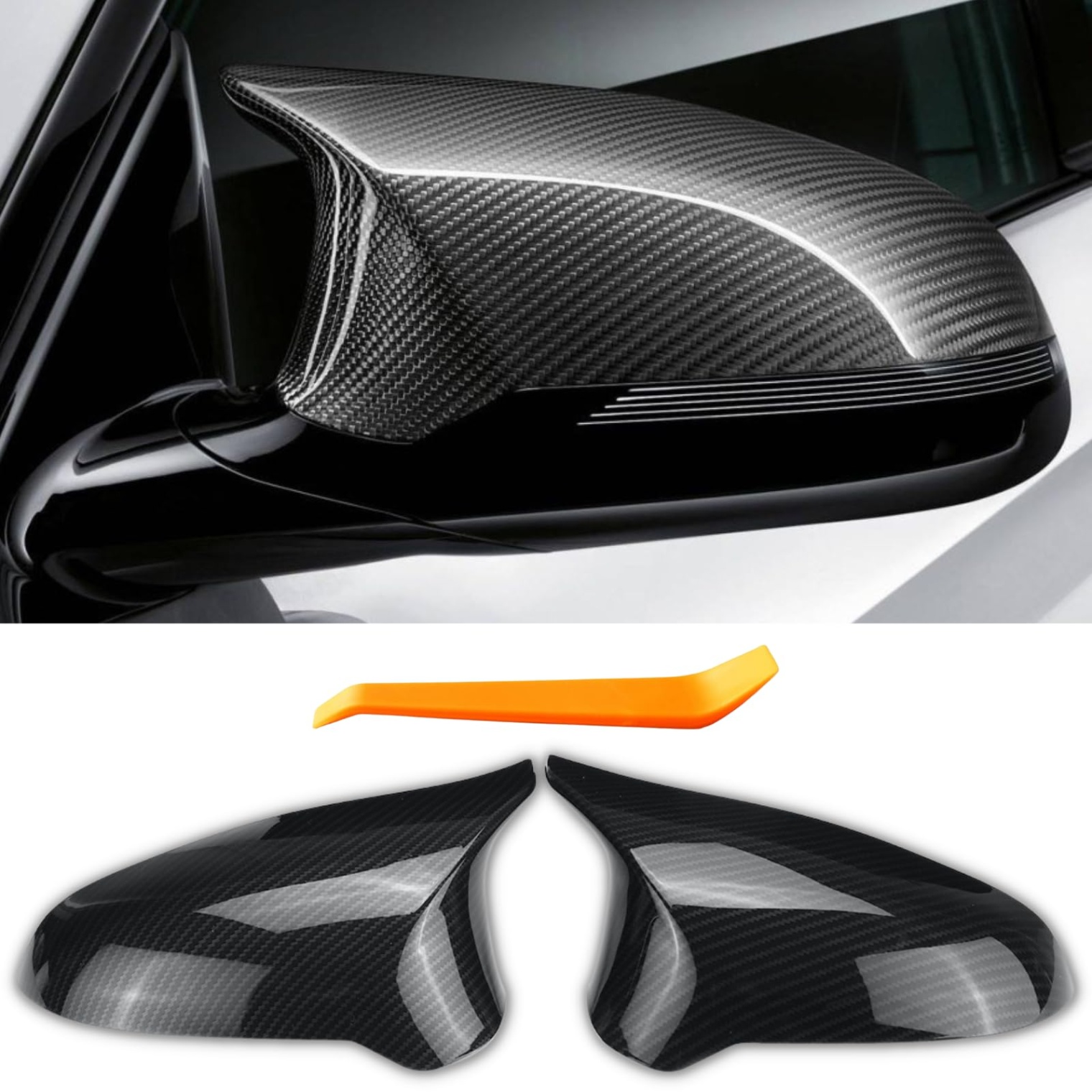 bmw m4 accessories Bulan 5 M Sport Side Carbon Fiber Mirror Cover Caps Replacement for - BMW  M/F F M/F M/F Accessories Exterior Trim Body Parts Tuning, Pair
