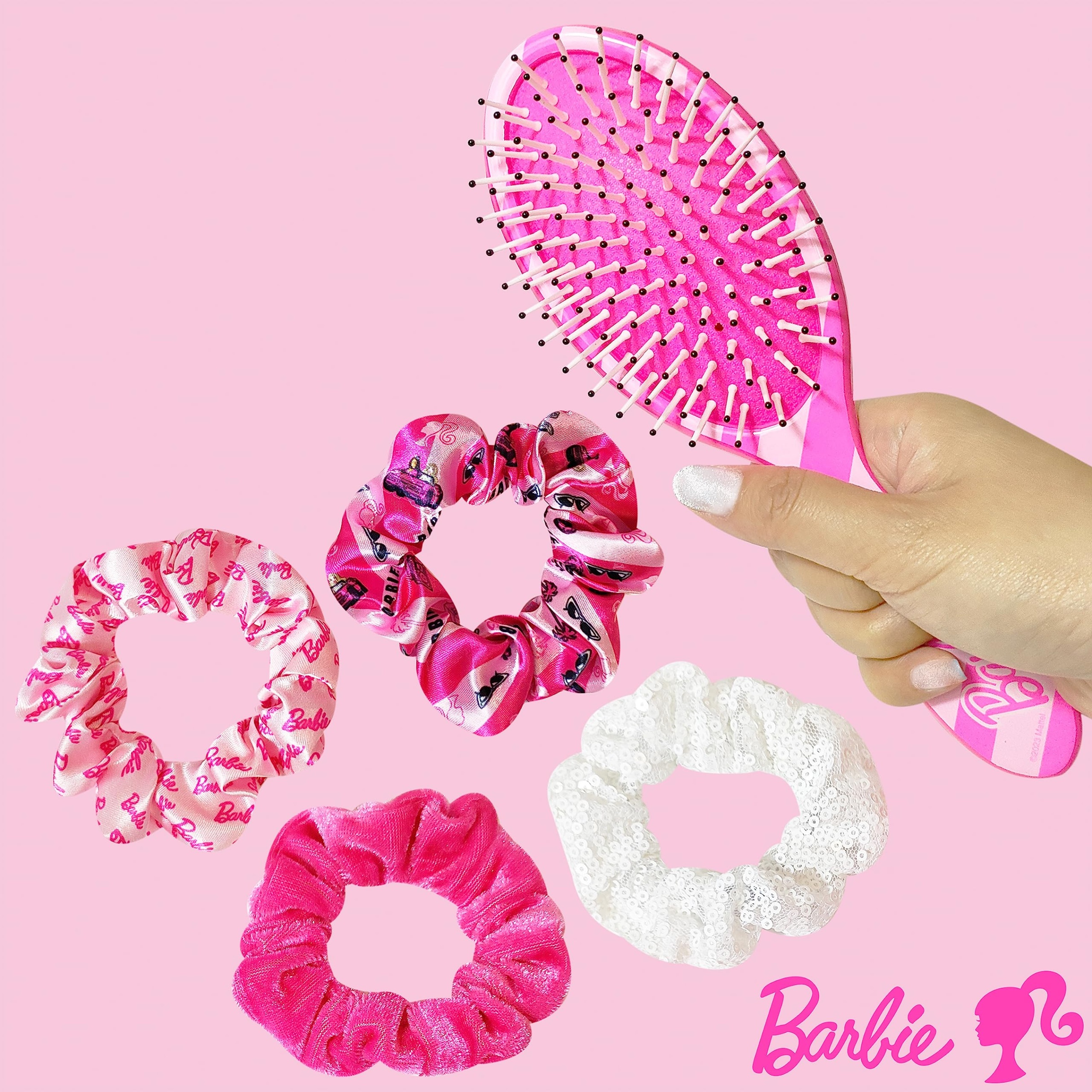 barbie hair accessories Niche Utama Home Barbie Hair Brush and  Scrunchies Set - Detangling Brush and Elastic Hair  Ties for Girls Ages +